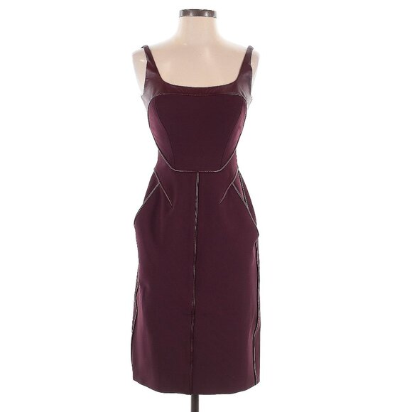 J Mendel Burgundy Cocktail Sheath Dress Size 4 - Picture 1 of 4